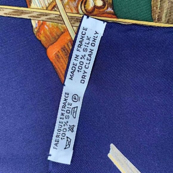 Hermes Scarf Silk Carre 90 Jardin Creole Cles Or's Paradise Navy